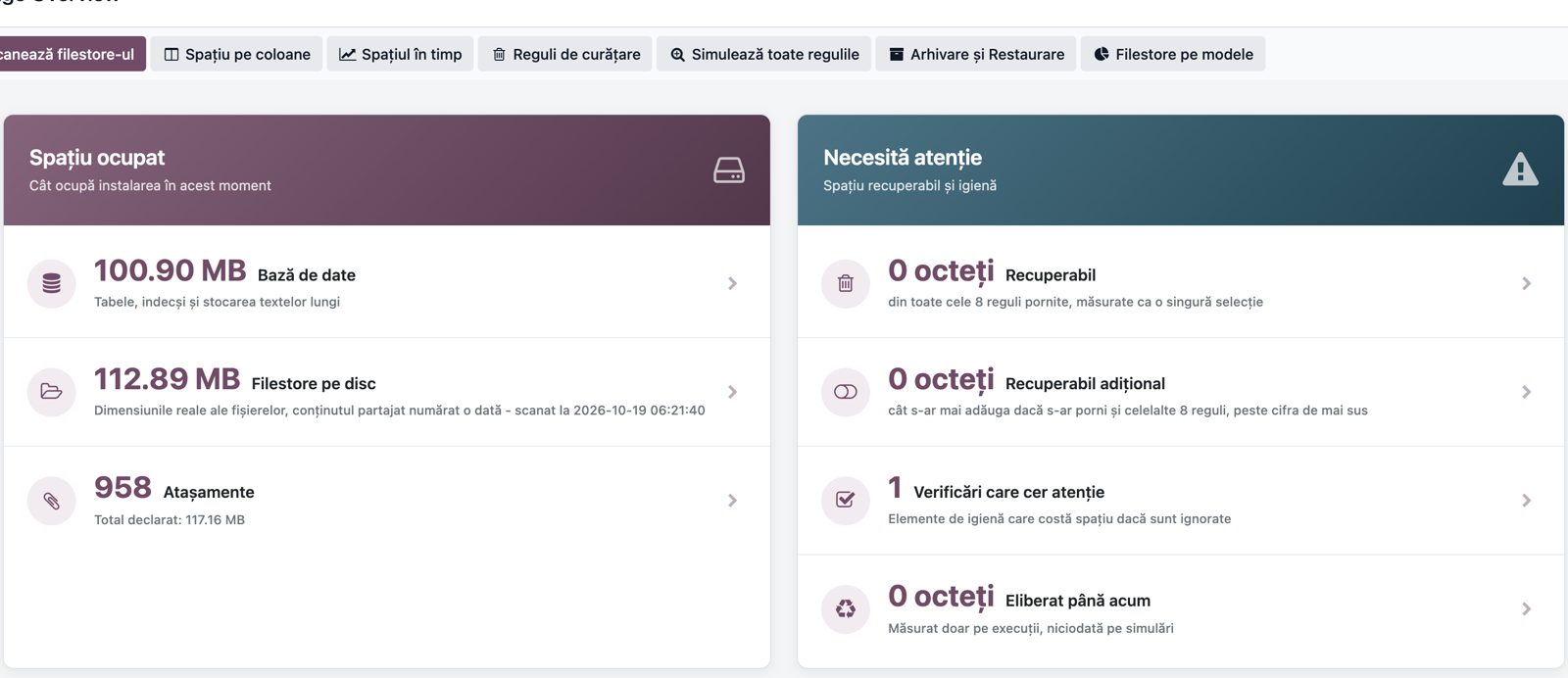 Storage Cleanup în Odoo