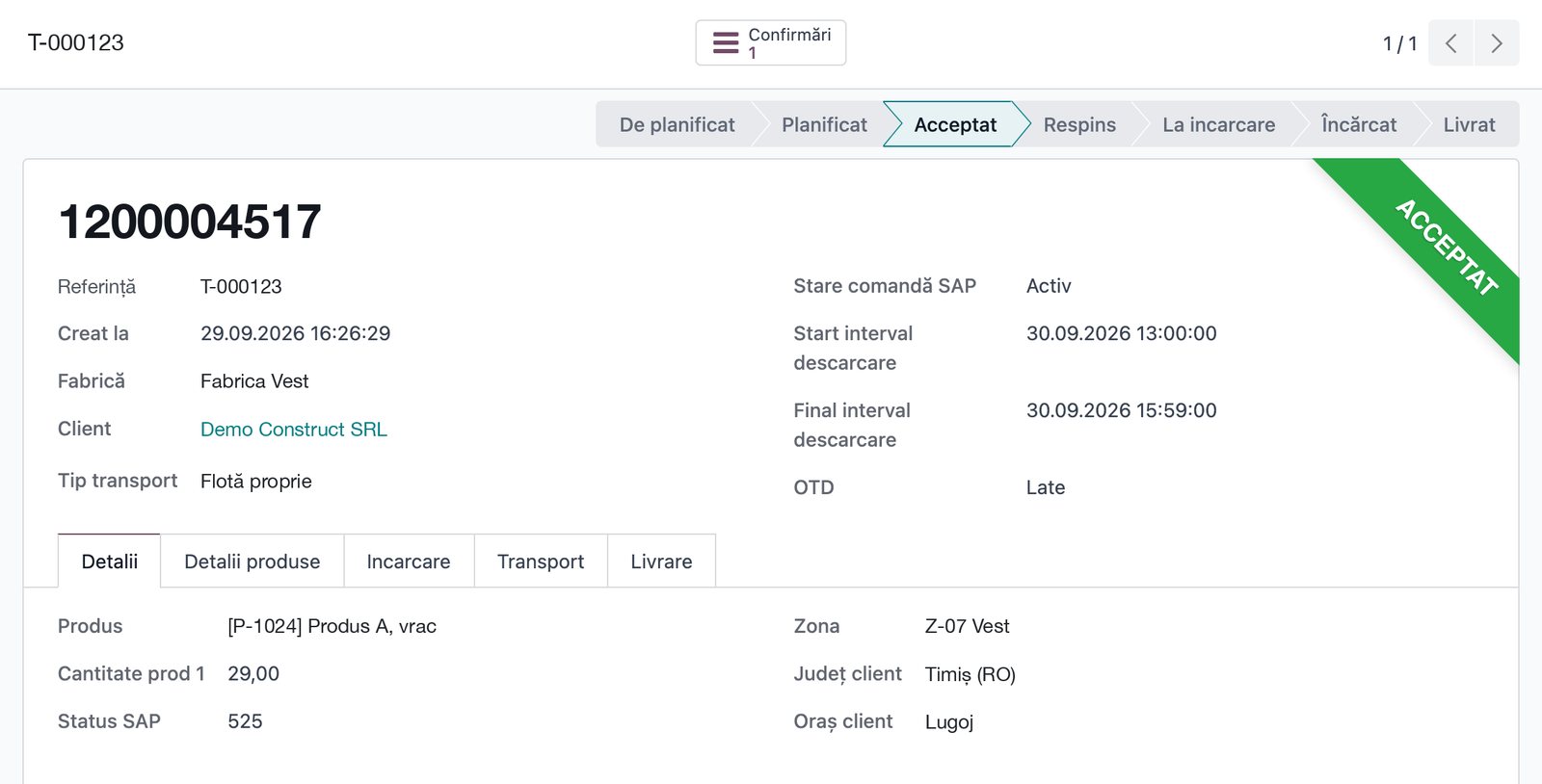Comanda de transport, cu etapele ei